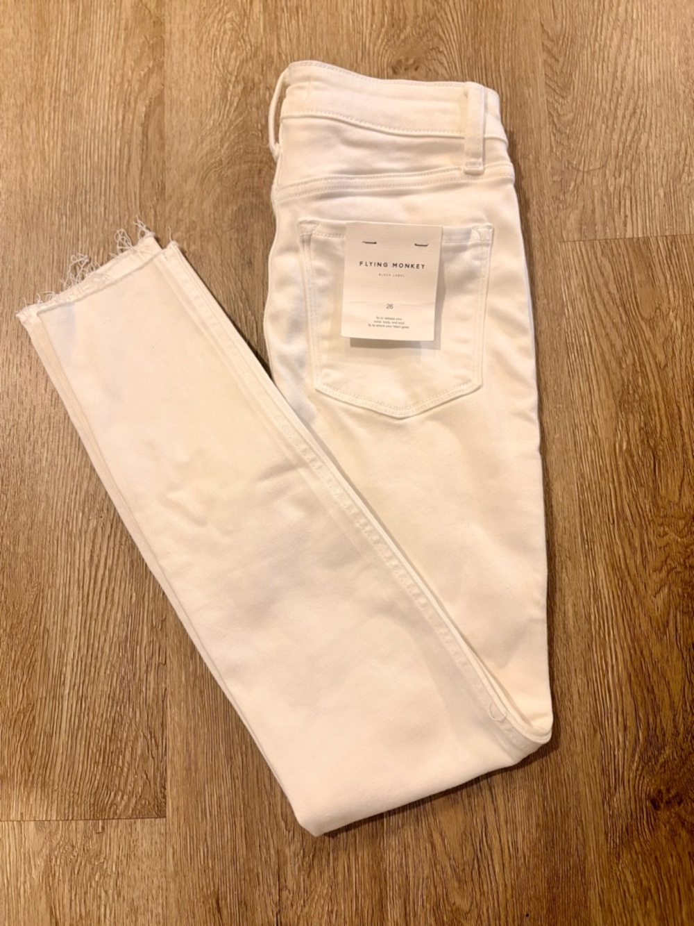 Flying Monkey White High-Rise Raw-Hem Skinny Jeans